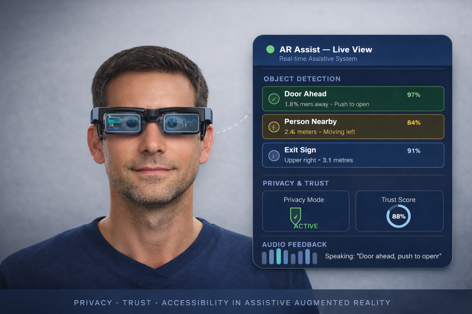 Illustration of assistive augmented reality for blind and low-vision users