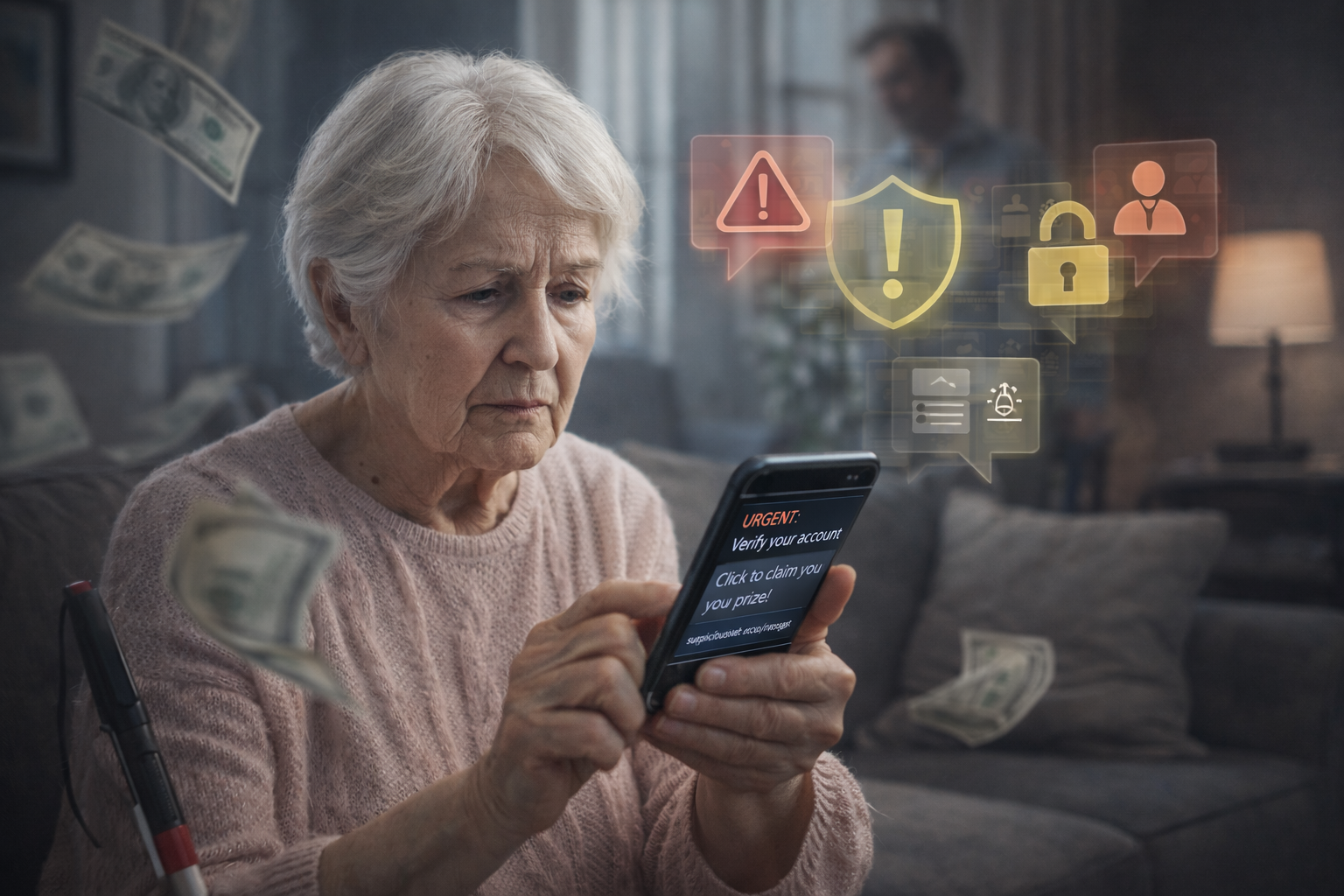 Illustration about financial abuse of older adults